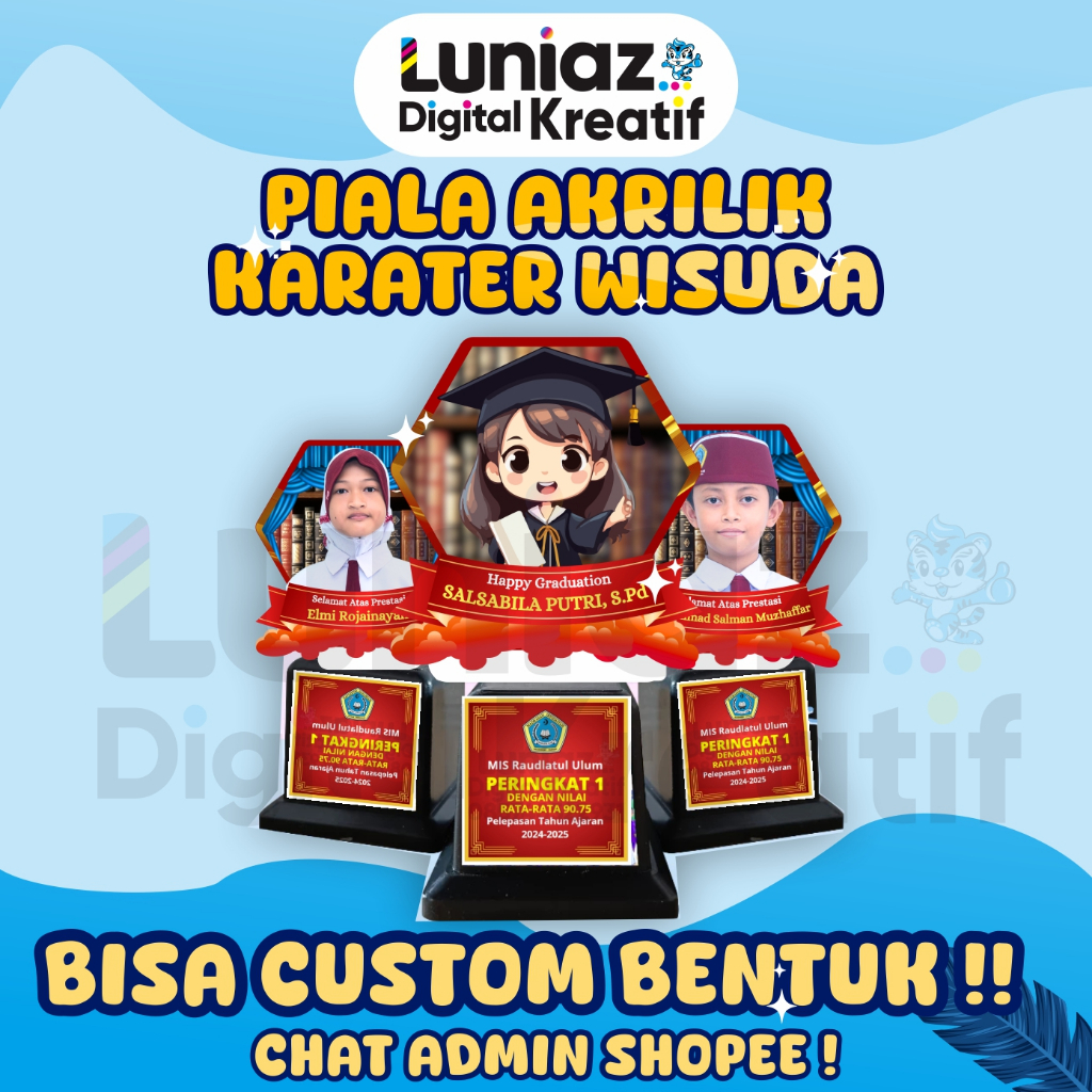 PIALA WISUDA CUSTOM FOTO AKRILIK | PIALA WISUDA TK | PIALA WISUDA PAUD