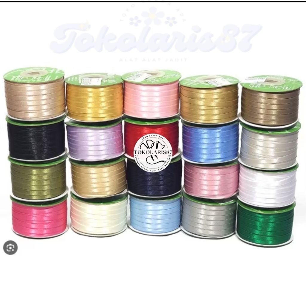 

PITA SATIN TAIWAN MERK EAGLE 1/8 INCH LEBAR 3 MM / 0,3 CM PANJANG 80 YARD