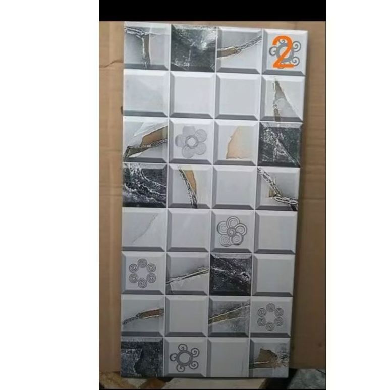 keramik motif bunga ukuran 25x50