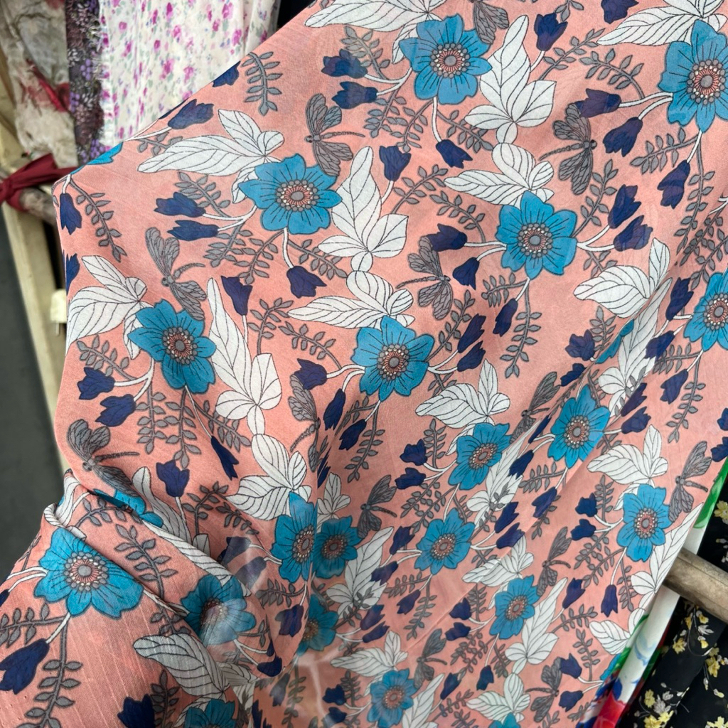 kain sifon motif bunga premium - kain gamis motif