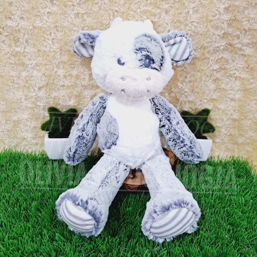 Boneka Sapi Putih Abu Lentur L Boneka Cow Jellycat Mata Bordir Abu L Boneka Sapi Putih Tanduk Cream 