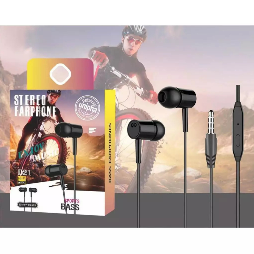 HF HEADSET HANSFREE D21 EXTRA BASS EARPHONE D-21 SUPER BASS / HEADSET