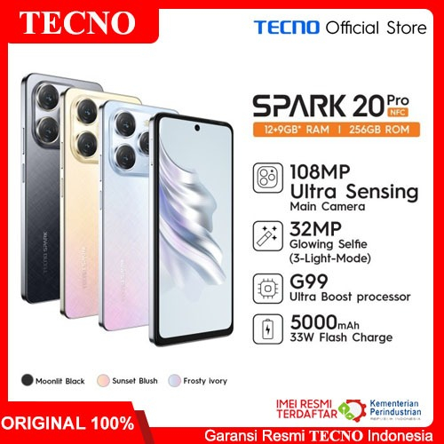 Tecno Spark 20 Pro NFC Ram 12GB/256GB Garansi Resmi