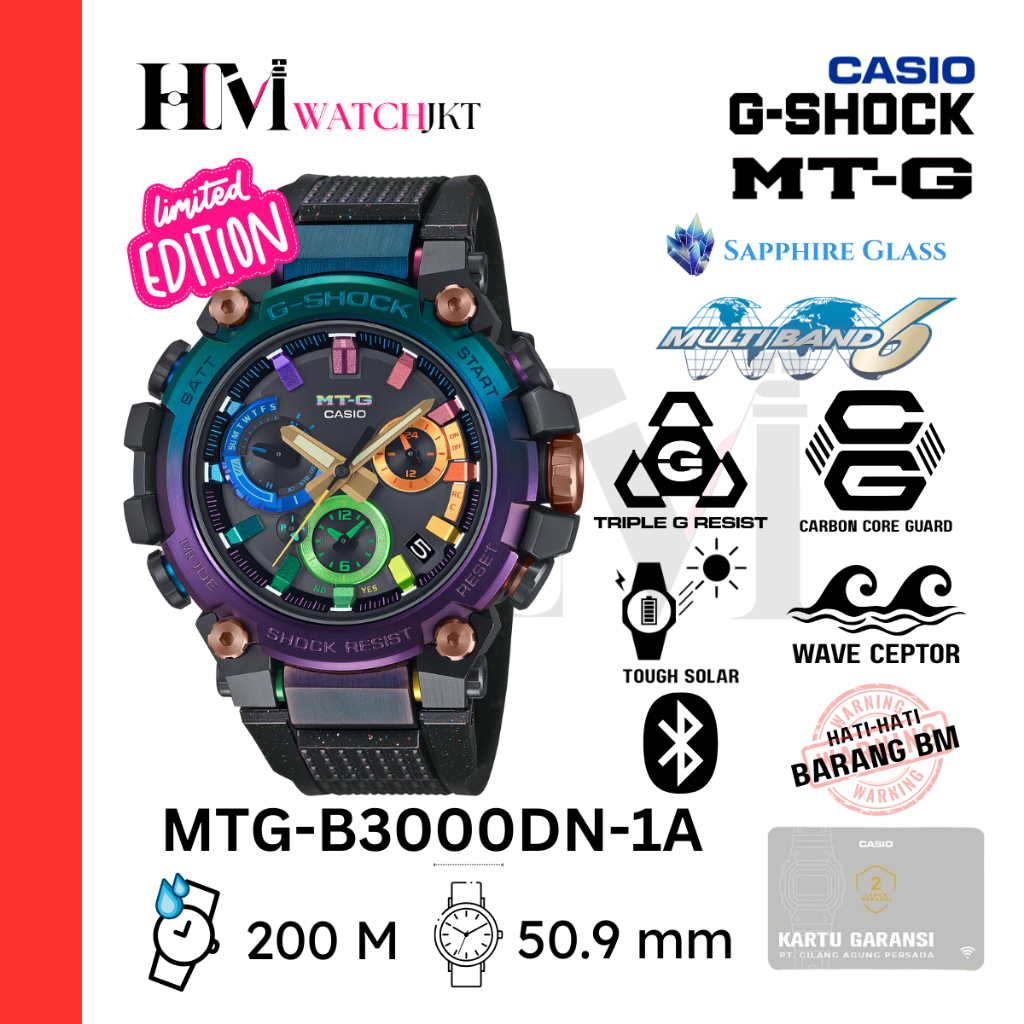 CASIO G-SHOCK MTG-B3000DN-1ADR Jam Tangan Pria Original Analog Bluetooth Sapphire Solar Antiair MTG-