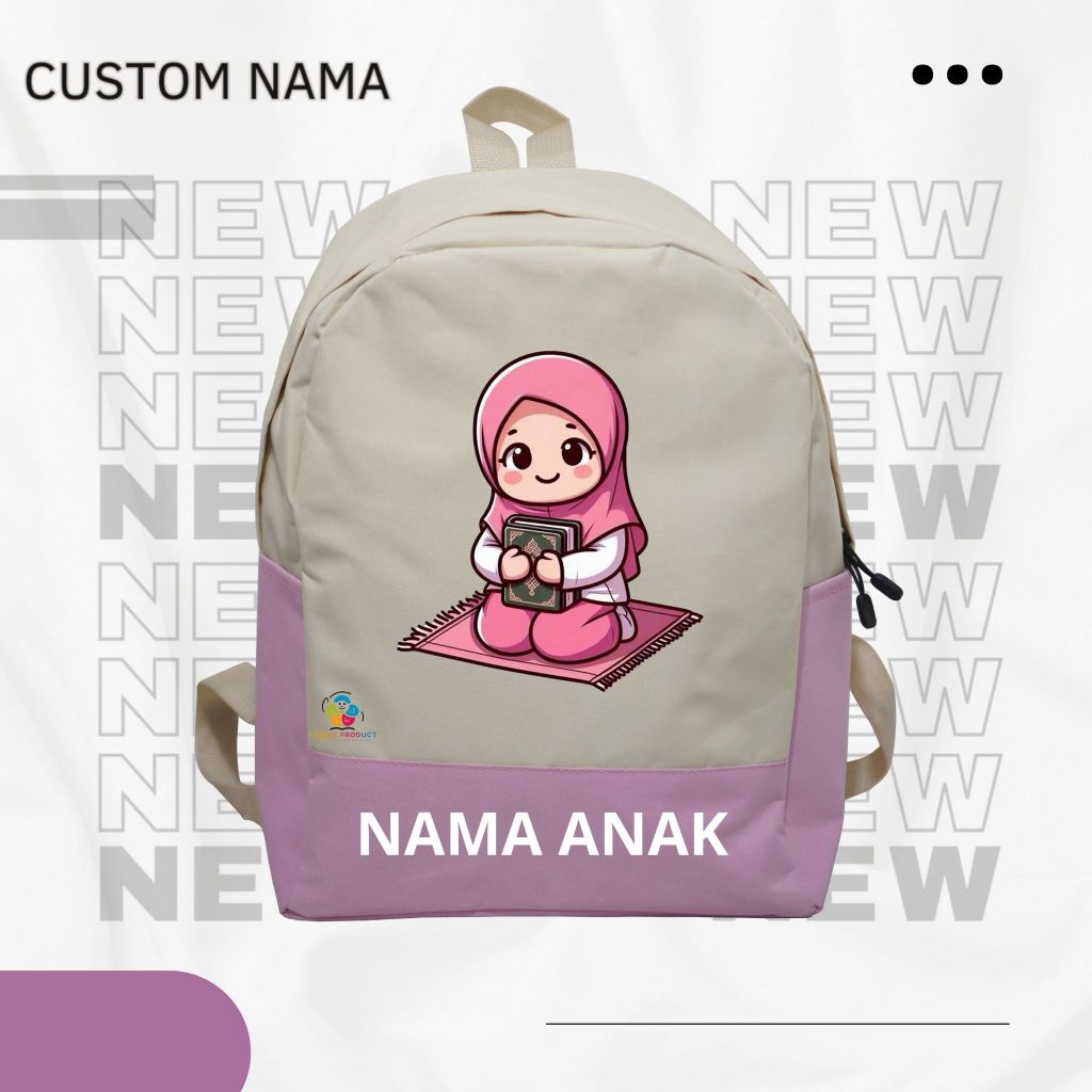Tas Ransel Backpack Anak Muslimah Putri / Ransel Anak Perempuan mengaji (FREE NAMA)
