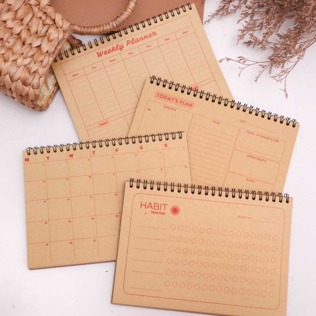 

Planner Harian / Agenda / Notebook / Journal / Weekly / Daily / table to-do-list Kraft Cover Spiral