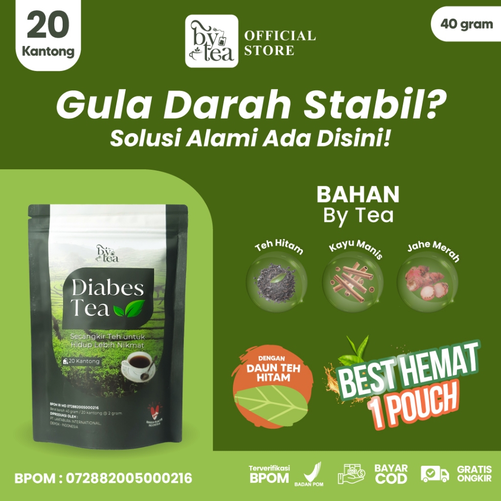 

Teh Celup ByTea Diabes Tea Minuman Rempah Alami Obat Kolesterol Gula Darah BPOM