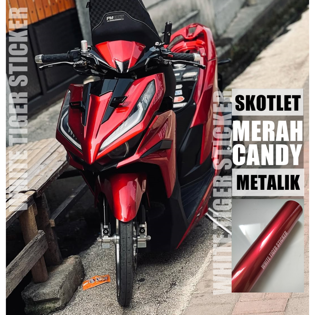 SKOTLET STIKER MOTOR MERAH CANDY SKOTLET MOTOR MERAH METALIK CANDY SKOTLET MERAH METALIK FANCHI