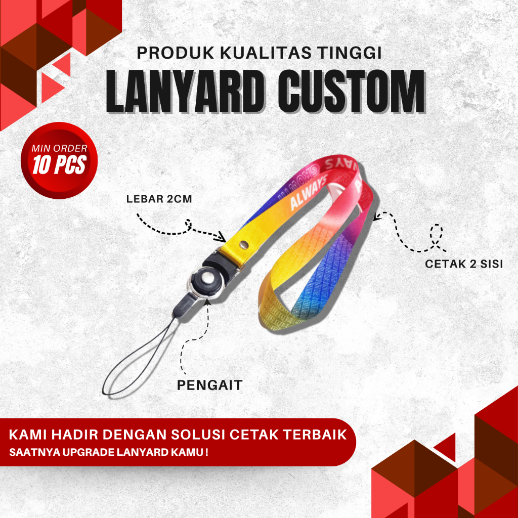 

Lanyard Custom ROTATE Ukuran 2cm 2 sisi | Gantungan ID Card Keren (BISA SATUAN)