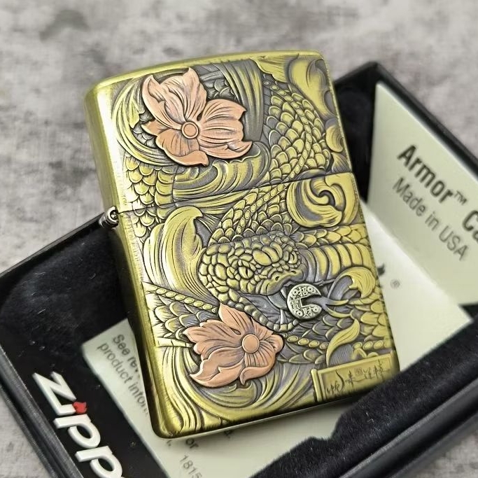 Zippo Armor Snake Dragon Brass Original