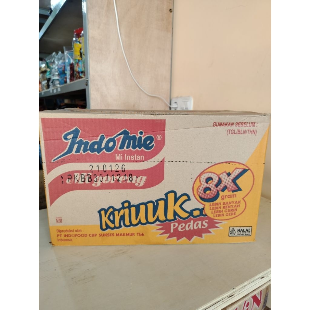

Indomie Mi Instan Mi Goreng Kriuuk Pedas (1 Dus isi 40 Pcs)