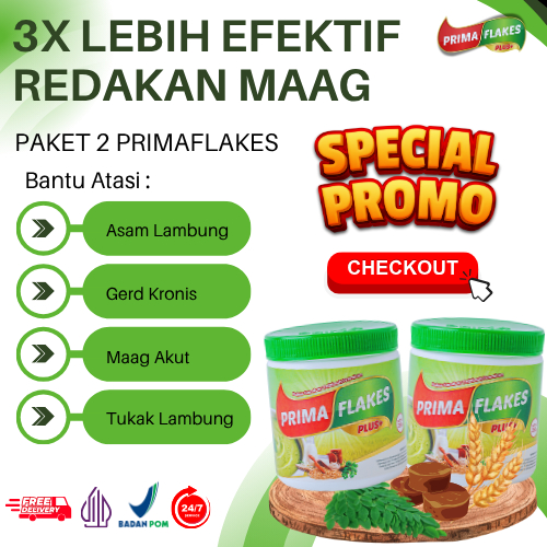

PAKET 2 PRIMAFLAKES UNTUK ATASI MAAG TUKAK LAMBUNG, ASAM LAMBUNG KRONIS