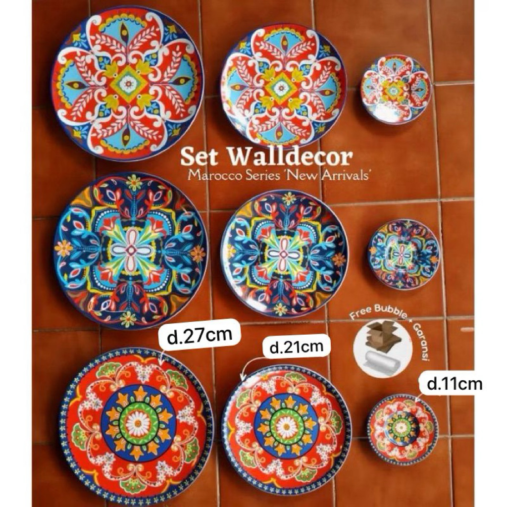 Paketan/ Set Piring Keramik Hiasan Pajangan Dinding Motif Maroko Turki