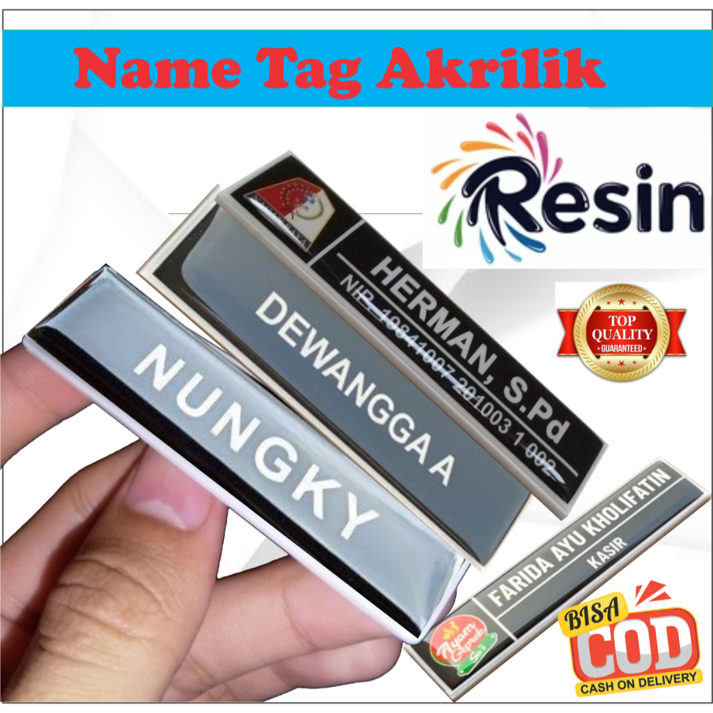 

Name Tag Nama Dada Akrilik resin
