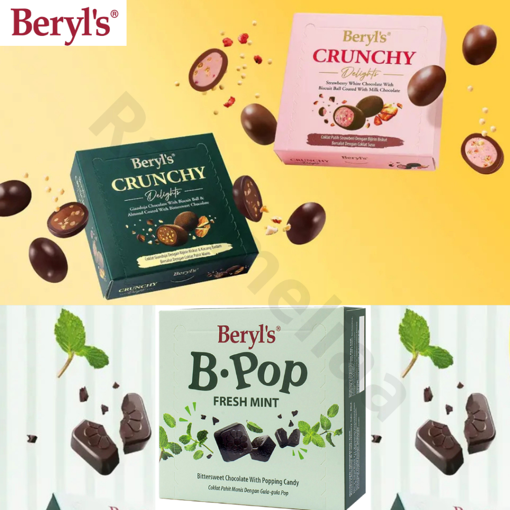 

Beryls Crunchy delight B.Pop strawberry gianduja fresh mint Beryl's terbaru chocolate almond
