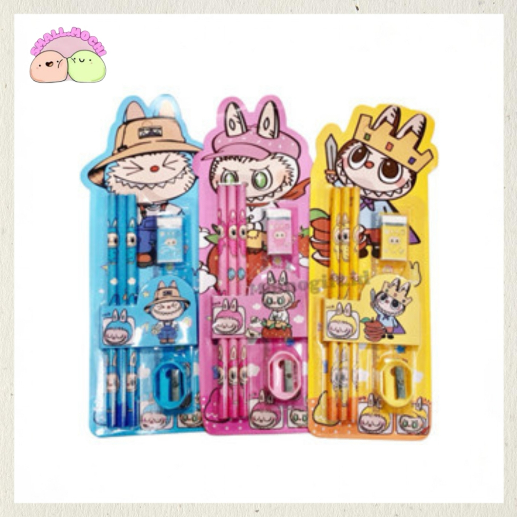 

Hadiah Set Alat Tulis Pensil Motif Karakter Labubu Sovernir Ulang Tahun 4 in 1