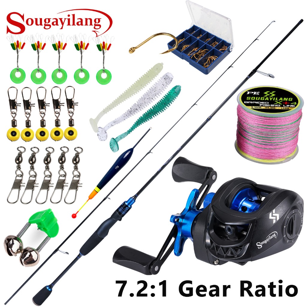 Sougayilang 1.8/2.1M UL Joran Pancing Set 2 Sections Ultra Light Carbon Casting Rod Pancing Ujung pa