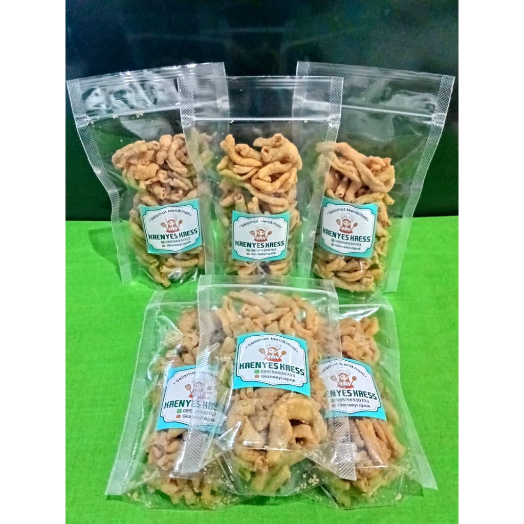 

Kripik usus ayam original kemasan 100gram krenyes kres