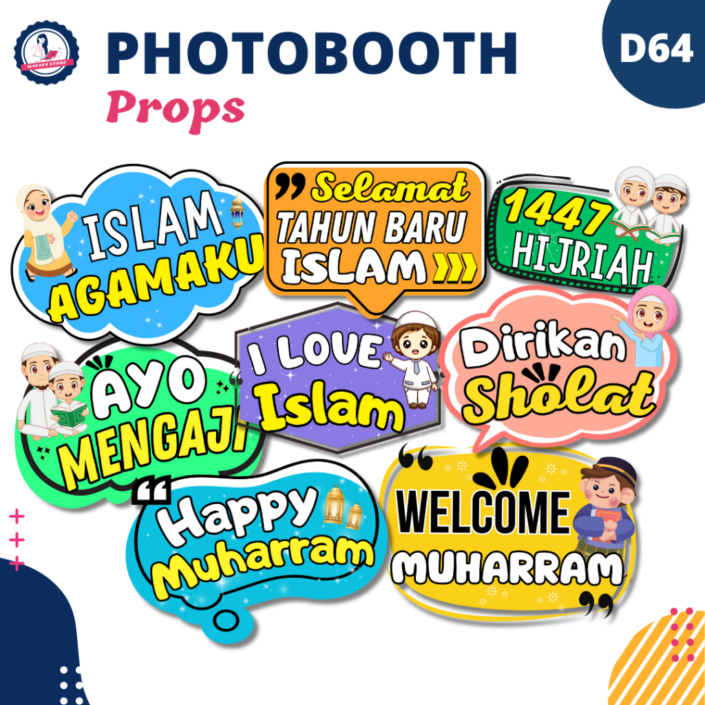 D64 Photobooth props tahun baru islam dekorasi 1 muharram property photo booth hari santri anak kids