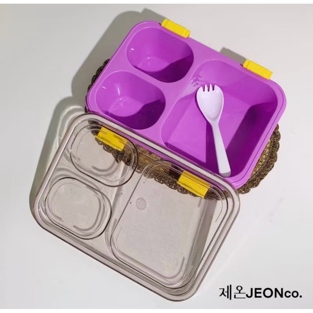 kotak makan sekat 3 plastik bento box