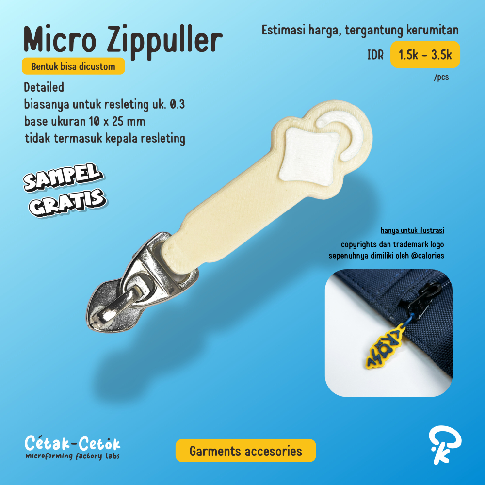 Custom Resleting Ukuran Kecil Zipper Puller Tarikan Resleting Multicolor Bentuk Bebas Tanpa Minimal