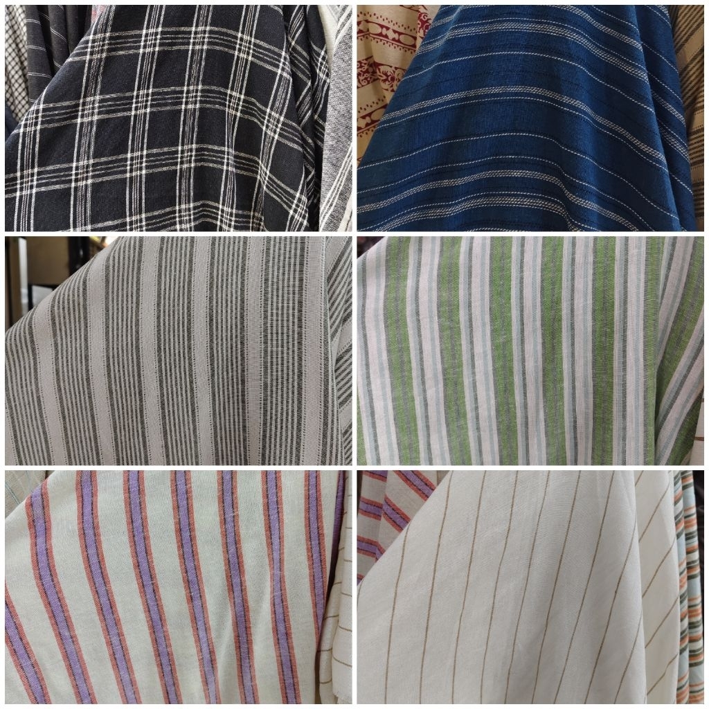 Bahan Kain Linen Salur/Katun Linen Salur Premium Harga Per 0.5 Meter