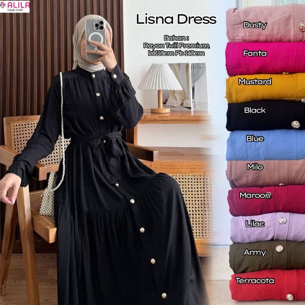 Lisna Baju Gamis Polos Rayon Twill Ld110