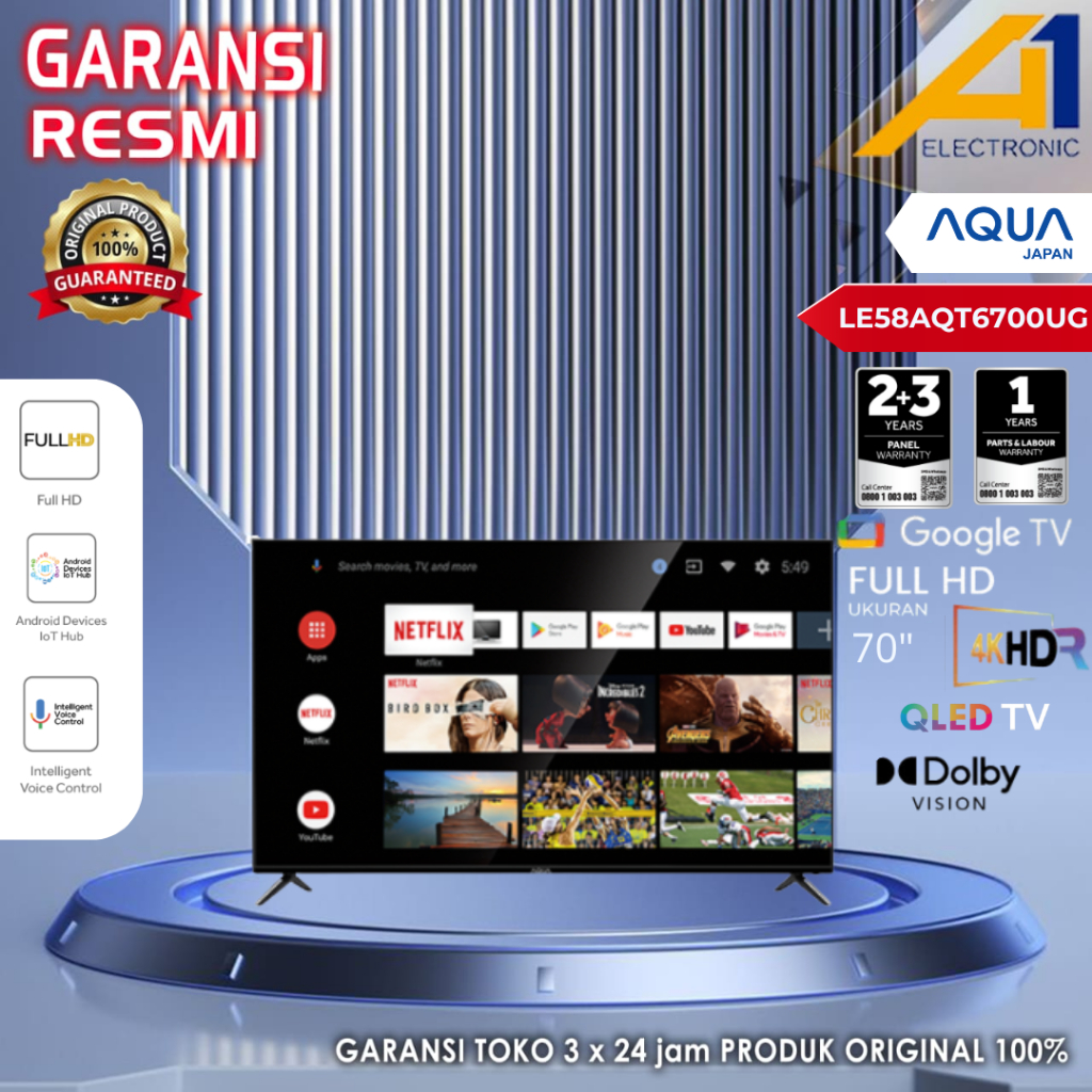 LED AQUA-LE70AQT6700 UHD SMART ANDROID LED 70 Inch / AQUA 70AQT6700 Android 11 TV 4K TV 70 Inch