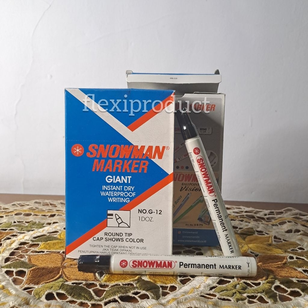 

Spidol Snowman Marker Permanent Hitam G12 Isi 12 pcs dan 3 pcs Asli