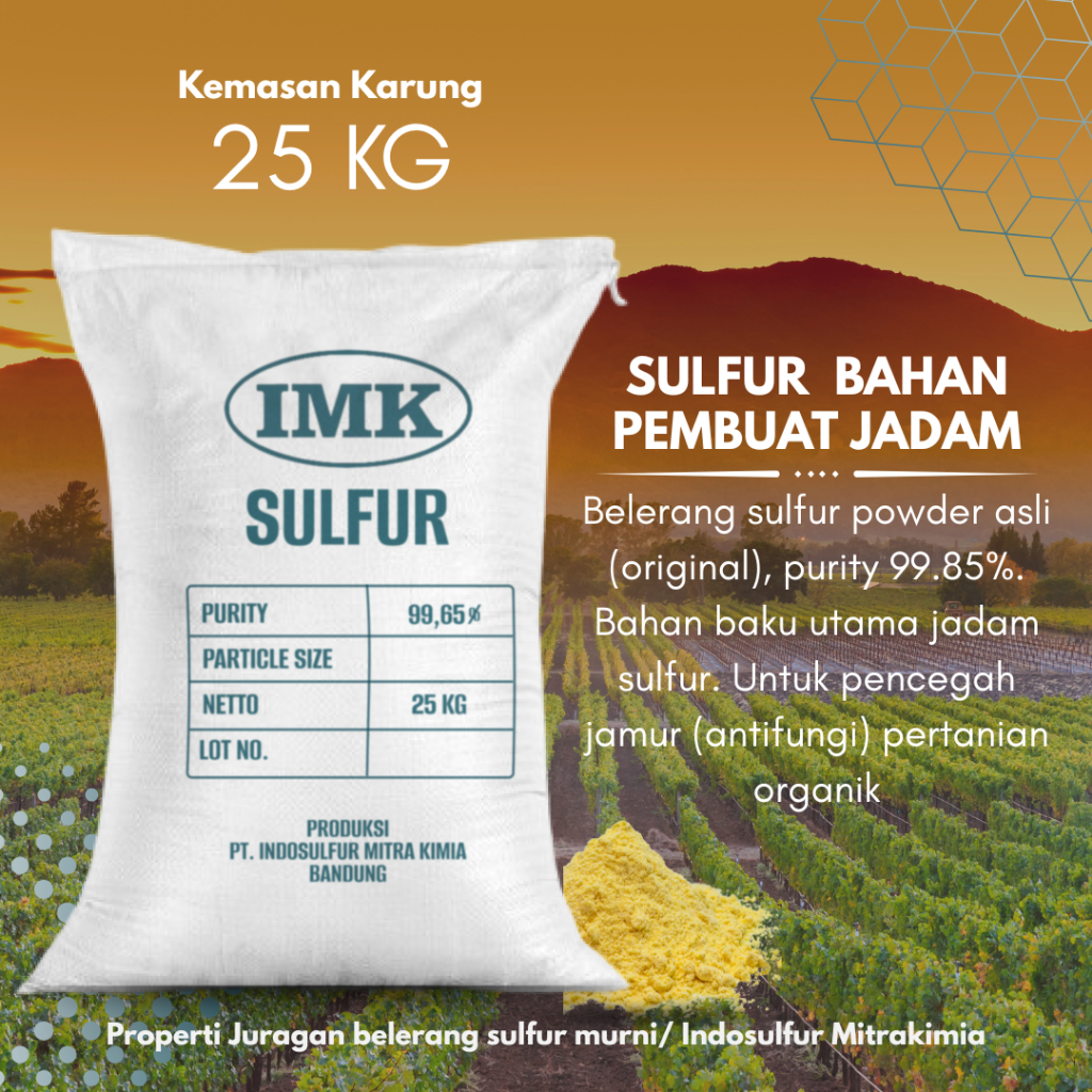 Sulfur belerang murni bahan jadam pertanian perkebunan | 25 Kg (Karung/ sak) | asli 100% original