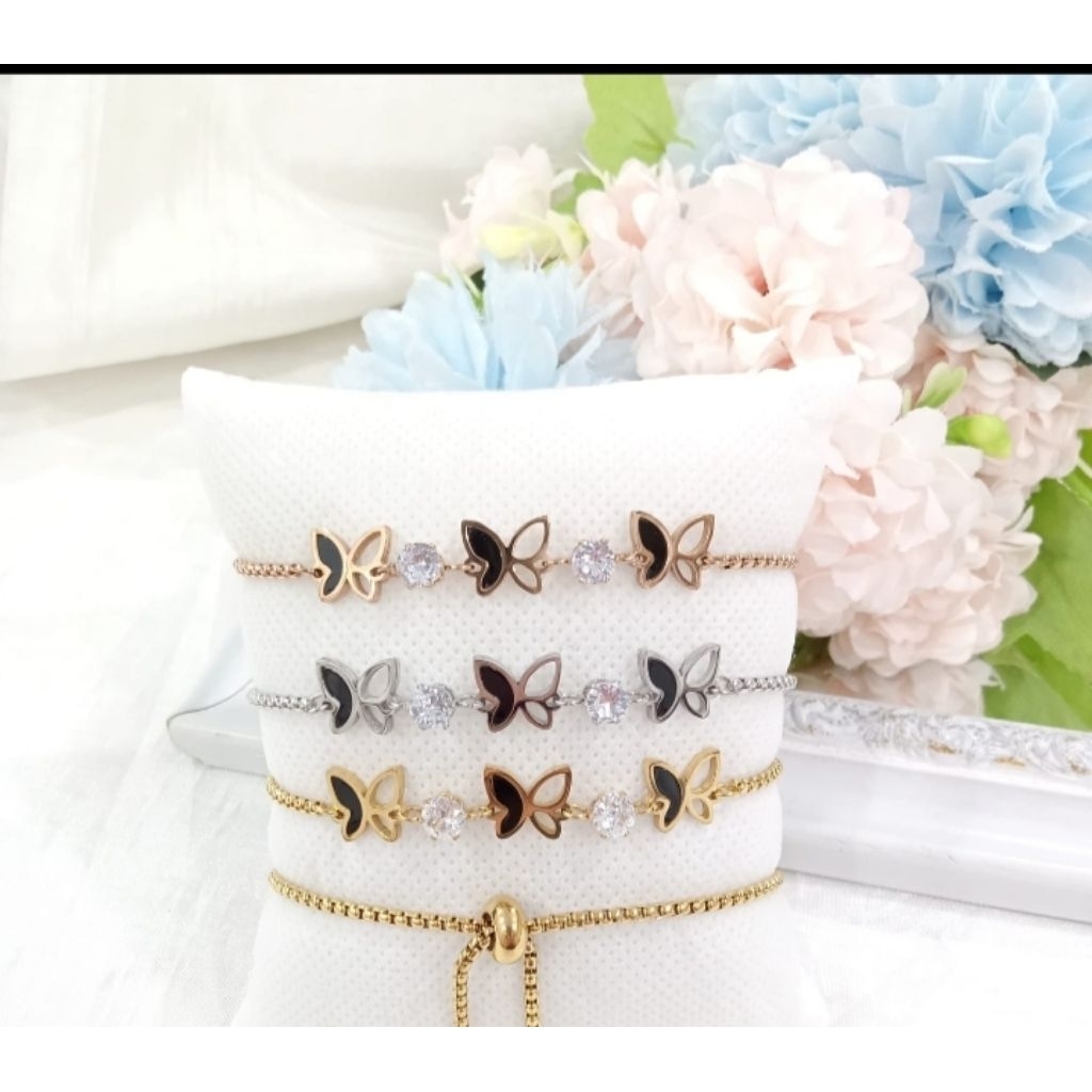 gelang serut titanium kupu-kupu