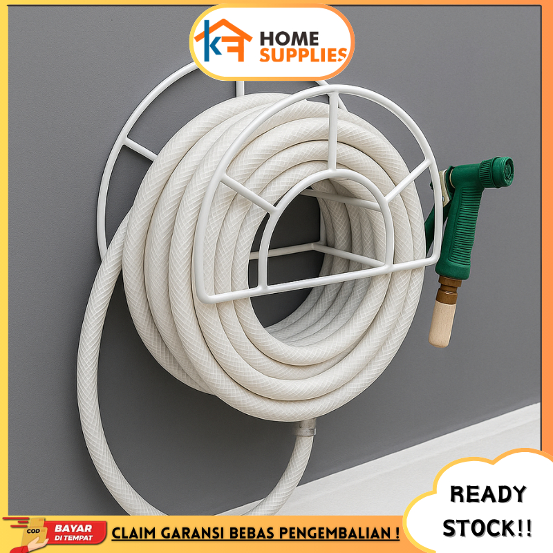 【KF】Gantungan Selang Taman Dinding Besi Rak Gulung Selang Air Taman Outdoor Serbaguna