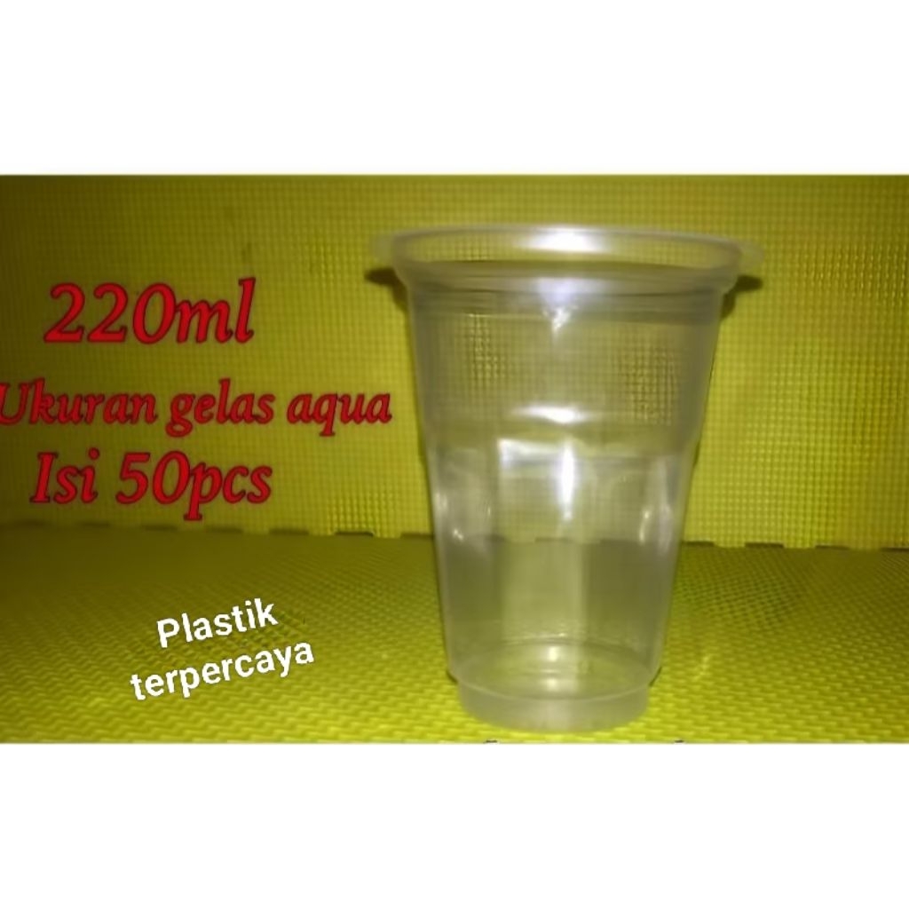 Isi 50pcs gelas 220ml 160ml 120ml plastik cup bening es ice crim krim ukuran aqua