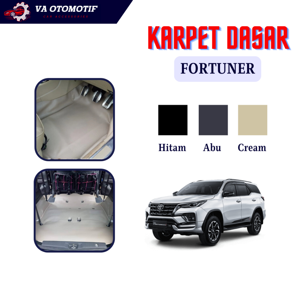 Karpet Dasar Mobil Fortuner VNT VRZ GR Bahan Kulit Tebal Anti Air/Alas Lantai Mobil Motif Kulit Jeru