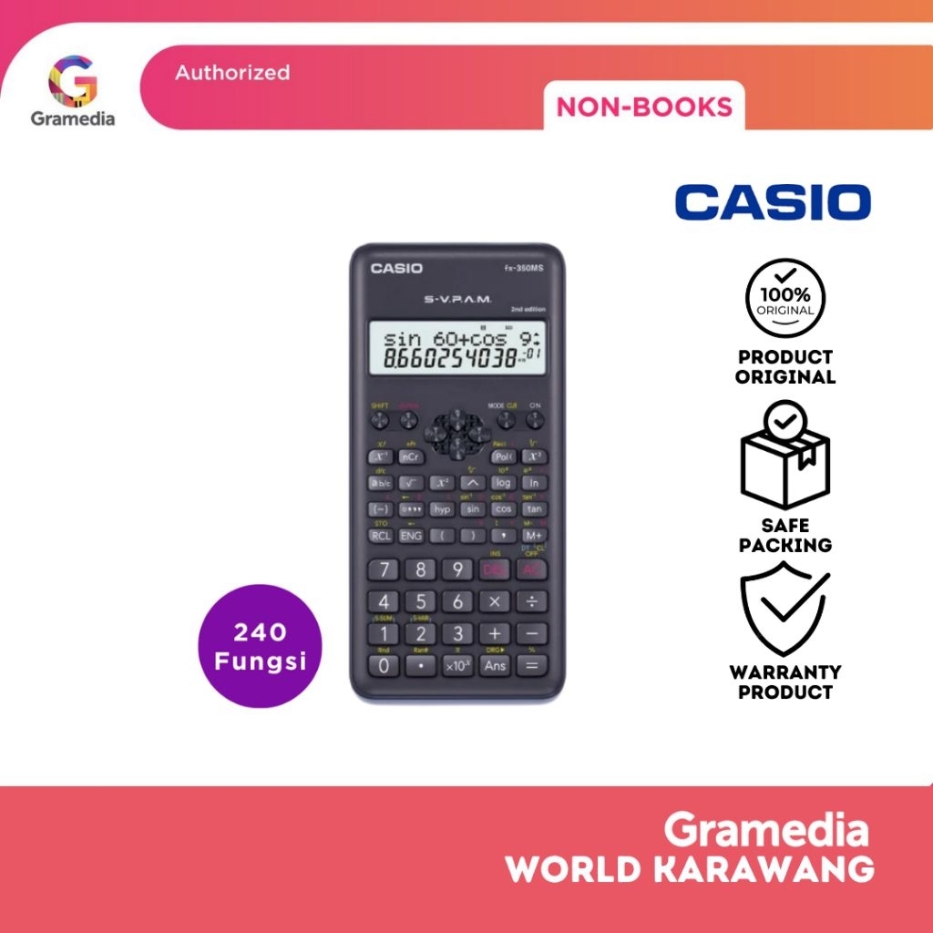 

Gramedia Karawang - CALCULATOR CASIO CAL SCIENTIFIC FX-350MS, 240 FUNGSI