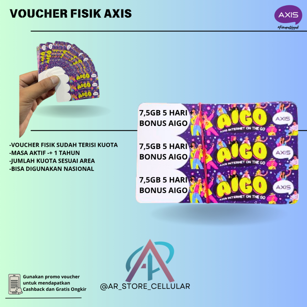 AXIS Voucher Kuota 7,5GB + Bonus Aigo di Kotamu 5 Hari