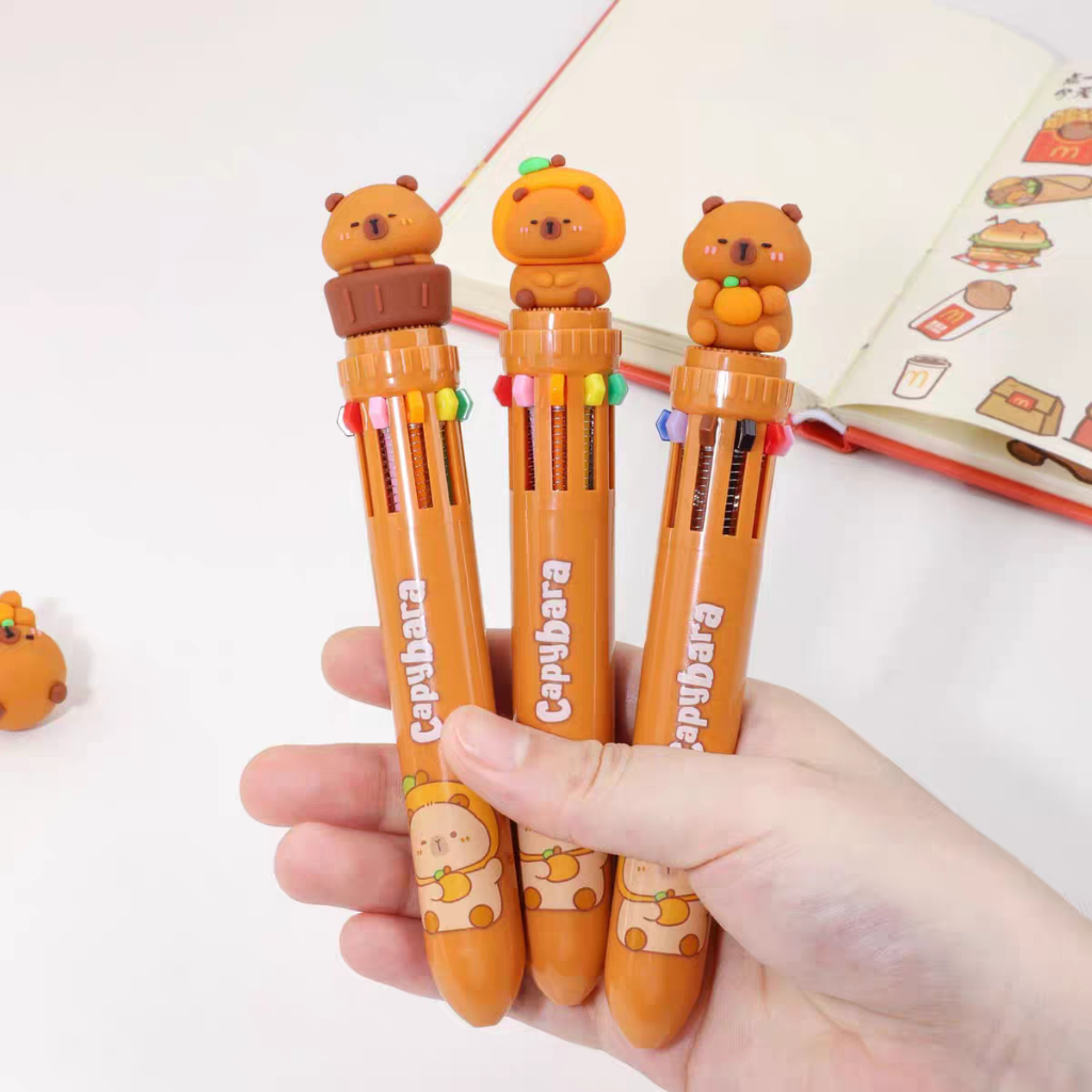 

Pulpen Multicolor 10in1 Karakter Capybara Kapibala Kapibara / Multi Color Colour Pen Cute Character School