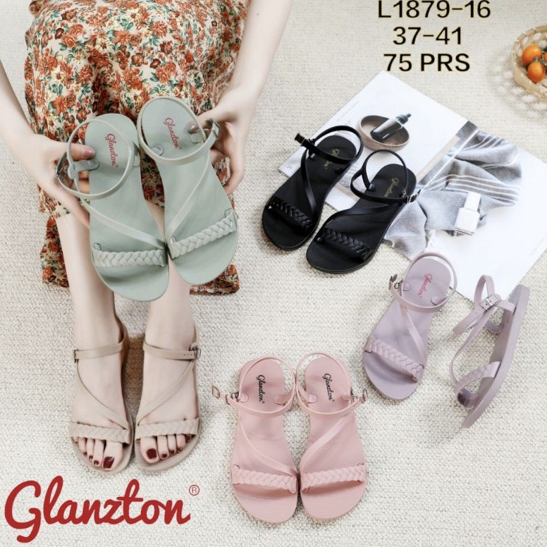 Deals 1879 16 GLANZTON sendal jelly wanita tali silang kepang