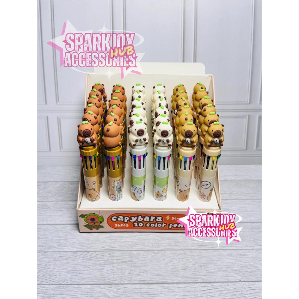 

[ PREMIUM ] Pulpen 3D Karakter Capybara Lucu Isi 10 Warna, Import China - Model Tekan Multicolor