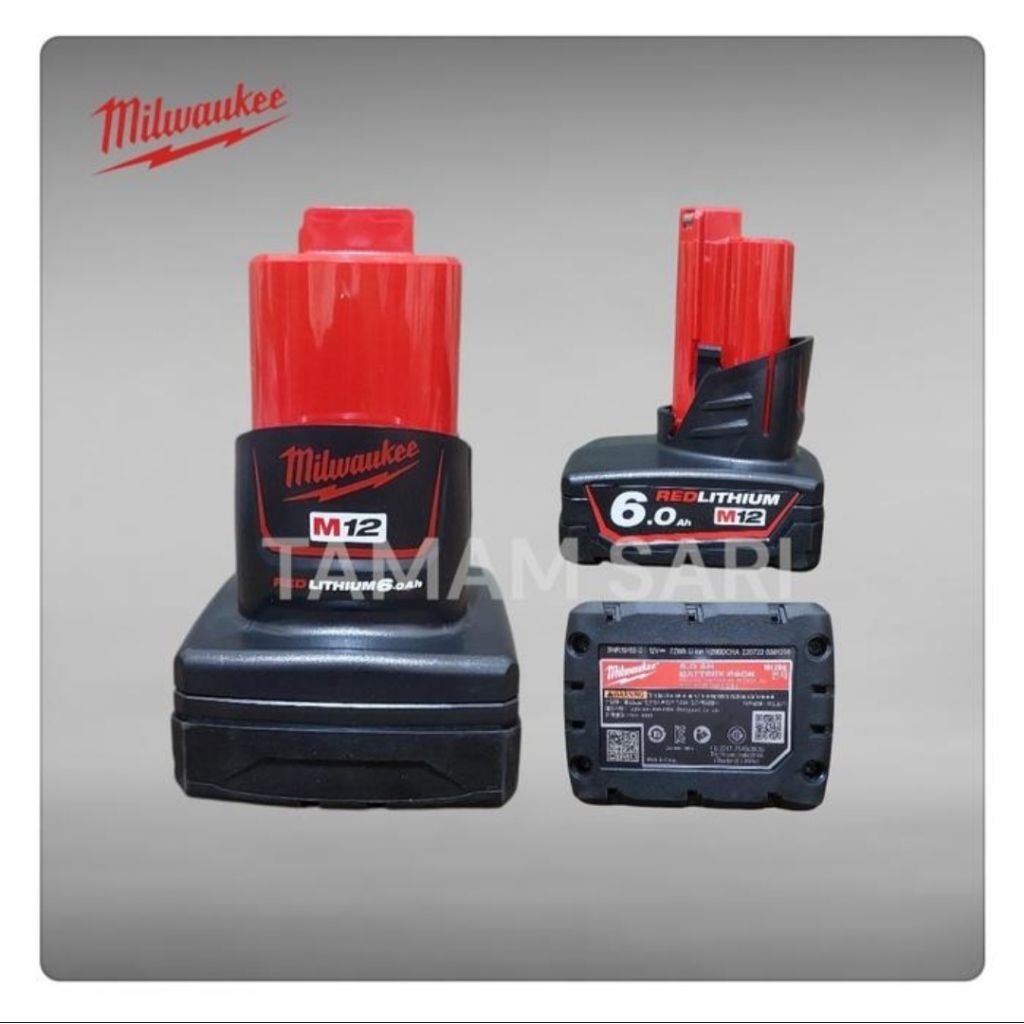 Milwaukee Baterai M12 6.0Ah Original