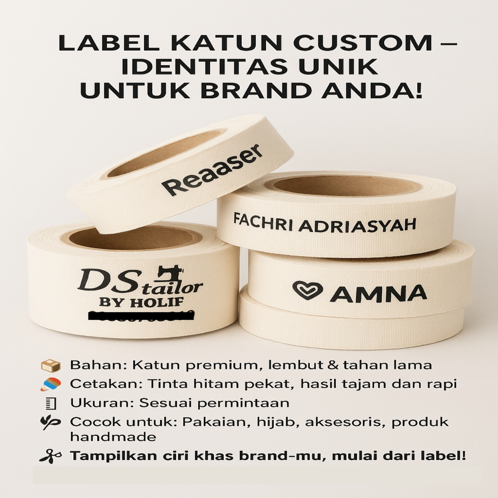 

Label Woven Damask Subtitute 100 PCS - Label Baju - Label Hijab Custom