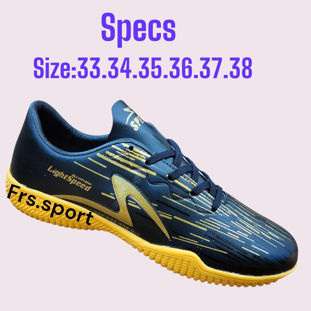 SEPATU FUTSAL SPECS HITAM GOLD PREMIUM .ORIGINAL