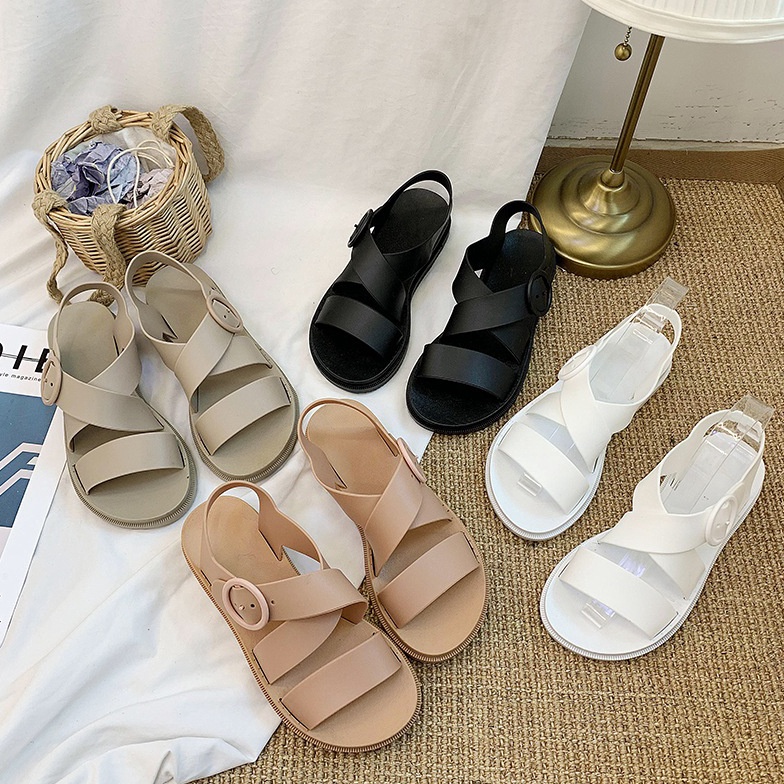 Diskon Heboh SF88 Sandal Tali Bahan jelly  Sendal Tali Wanita Gladiator Kore Kait  Sandal Gladiator 