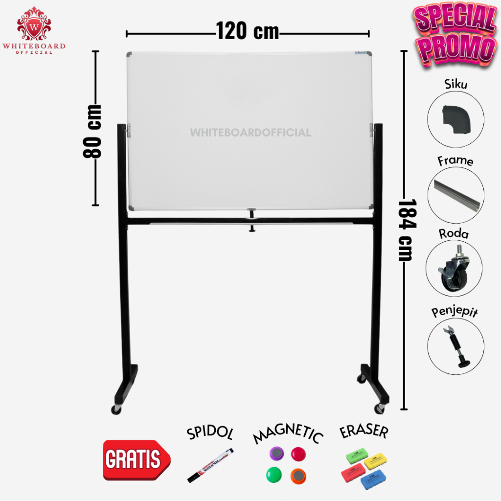 

SAKANA Papan Tulis White Board 80x120cm / Whiteboard Magnet Standing Mudah Ditulis (SPECIAL PROMO)