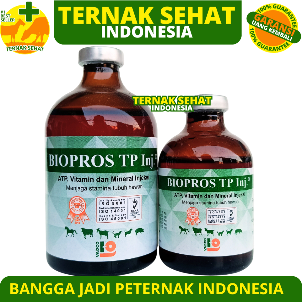 BIOPROS TP INJ 100ML BIOPROS TP INJ 50ML VADCO - Obat Penguat Otot & Menjaga Stamina Tubuh Hewan