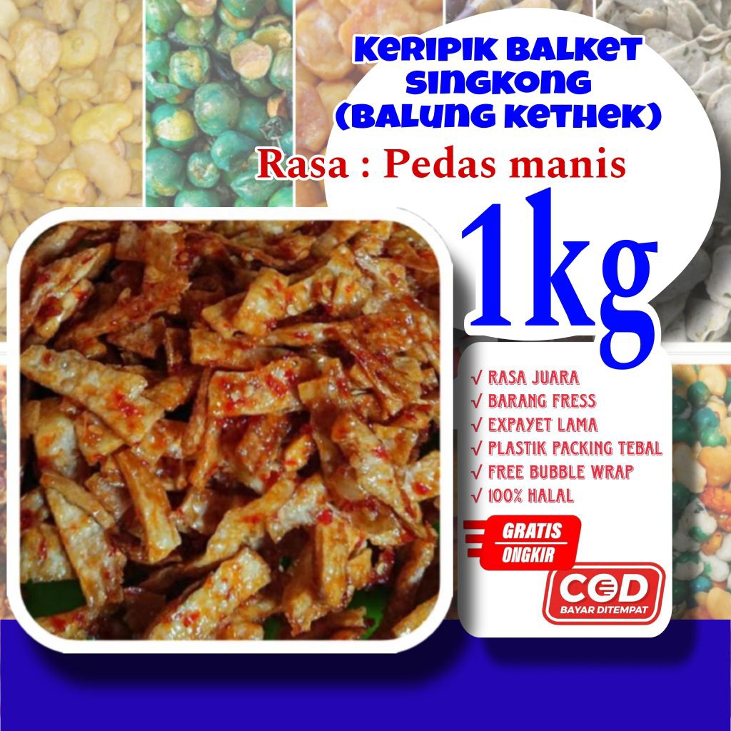

Keripik balket singkong pedas manis gula merah 1 kg / balung kethek singkong pedas manis/ keripik singkong