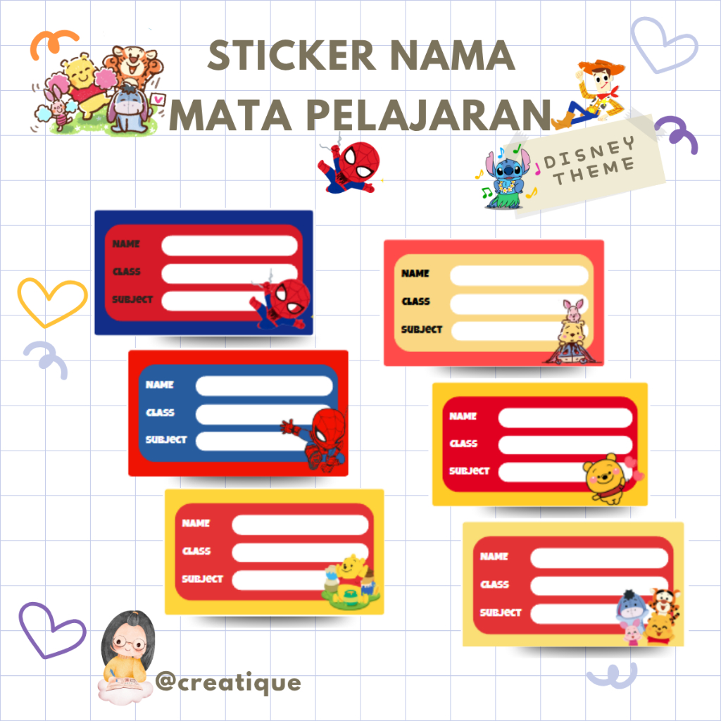 

[10Pcs] Stiker Label Buku Mata Pelajaran | Sticker Buku Nama Sekolah | Stiker Nama Buku Tempelan Anak Kawai Lucu