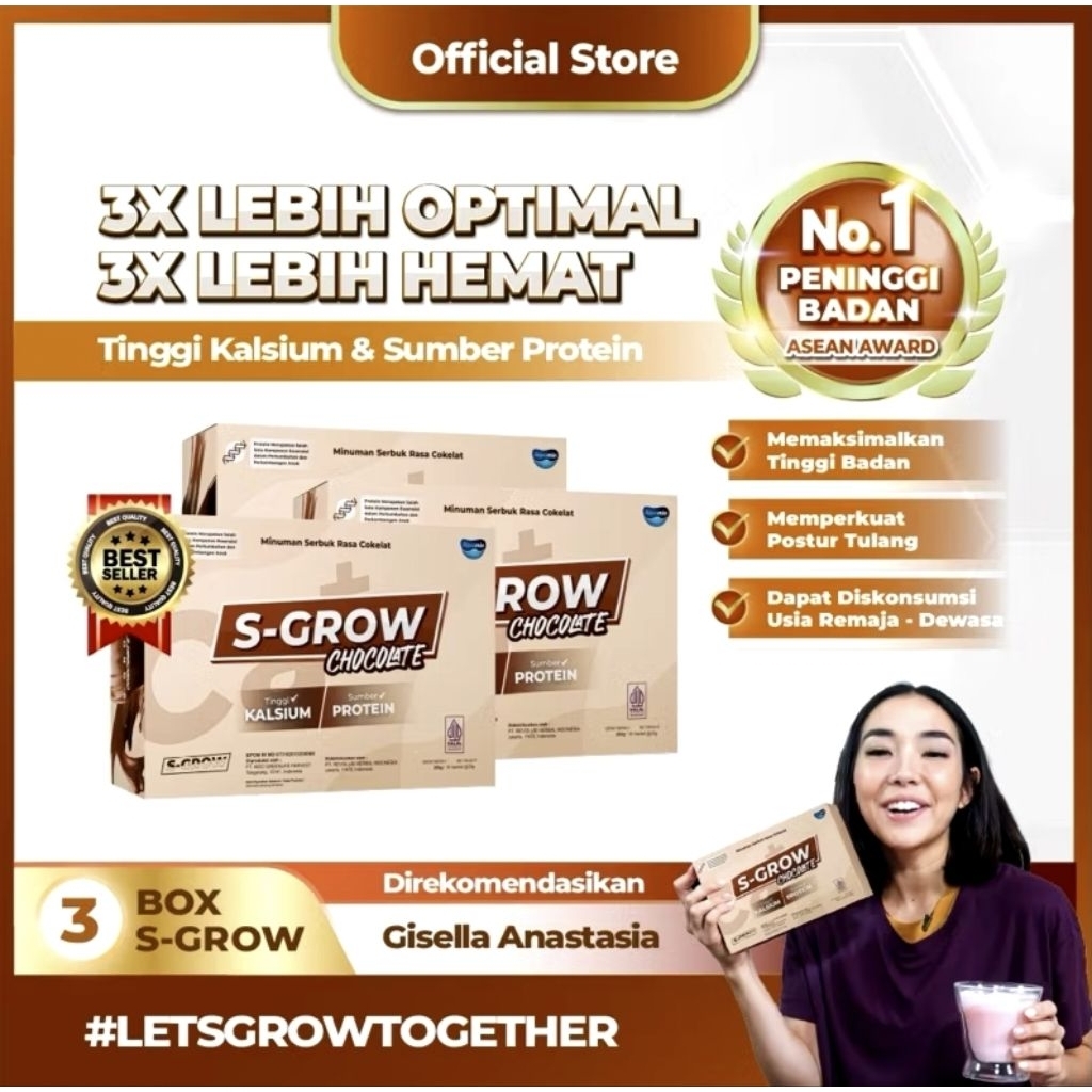 

S-GROW CHOCOLATE - Peninggi Badan Terbaik Untuk Remaja dan Dewasa