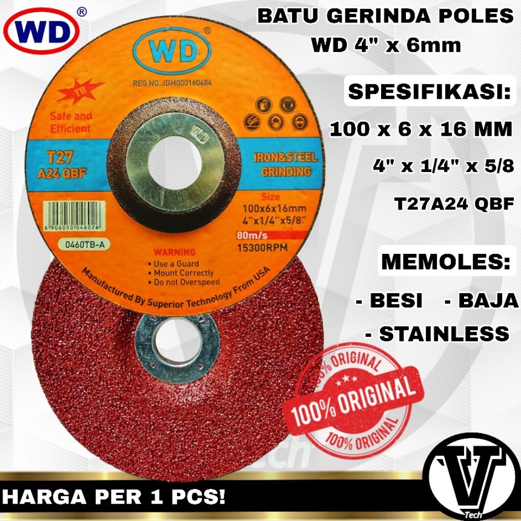 Batu Gerinda Poles WD 4 inch x 6mm Batu poles asah mata gerinda poles WD
