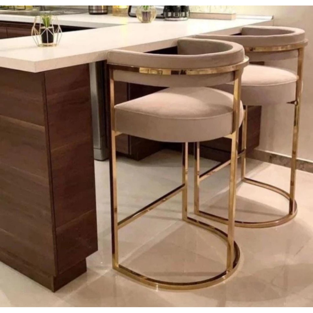 Kursi bar stainles gold modern bar stool dudukan empuk